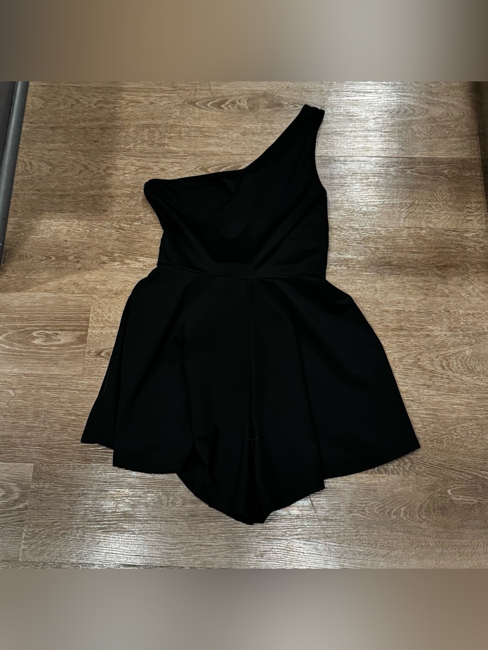 SHEIN Black One-Shoulder Skater Dress